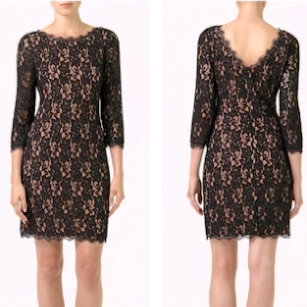 Aritizia BABATON Women's Black Rafael Lace Sheath Mini Dress Size 8 Boat Neck